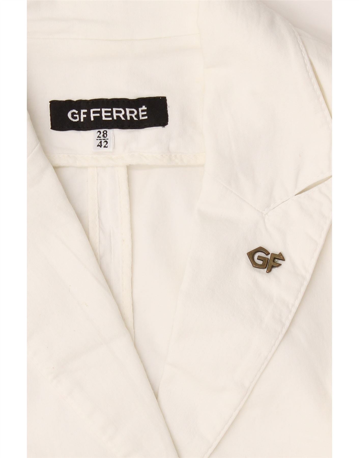 GF FERRE Womens 3 Button Blazer Jacket IT 42 Medium White Vintage GF Ferre and Second-Hand GF Ferre from Messina Hembry