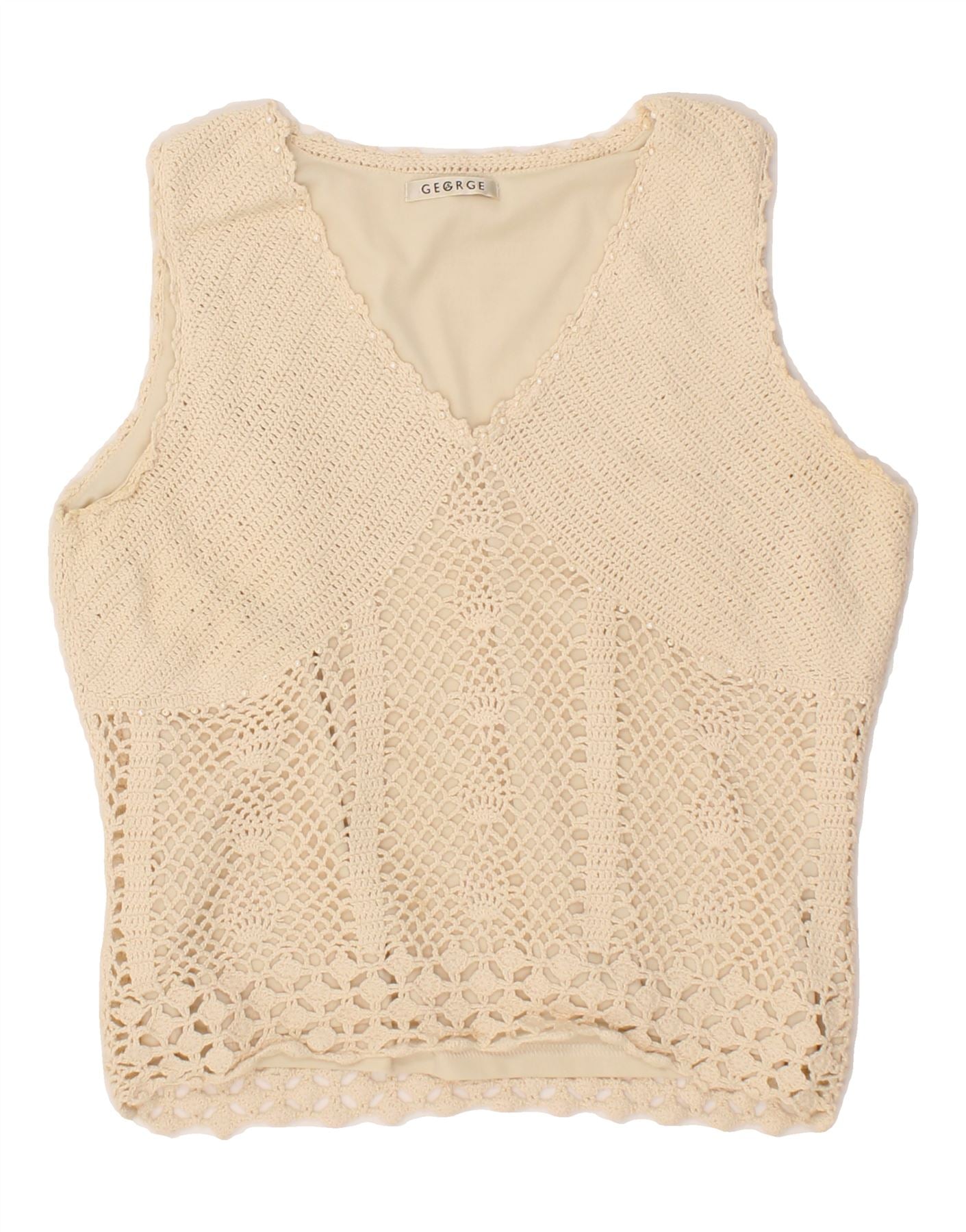 GEORGE Womens Vest Tank Top UK 18 XL  Beige Cotton Vintage George and Second-Hand George from Messina Hembry