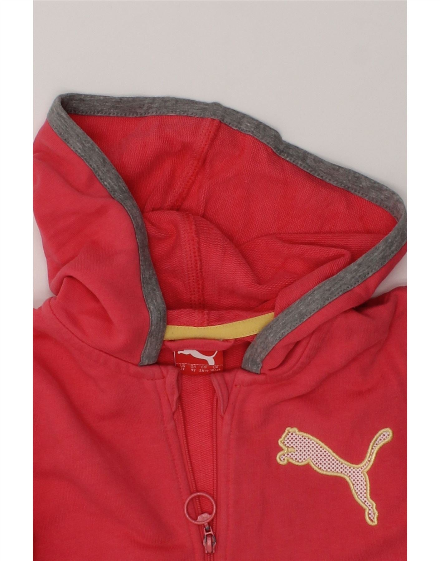 PUMA Baby Girls Graphic Zip Hoodie Sweater 18-24 Months Pink Cotton | Vintage Puma | Thrift | Second-Hand Puma | Used Clothing | Messina Hembry