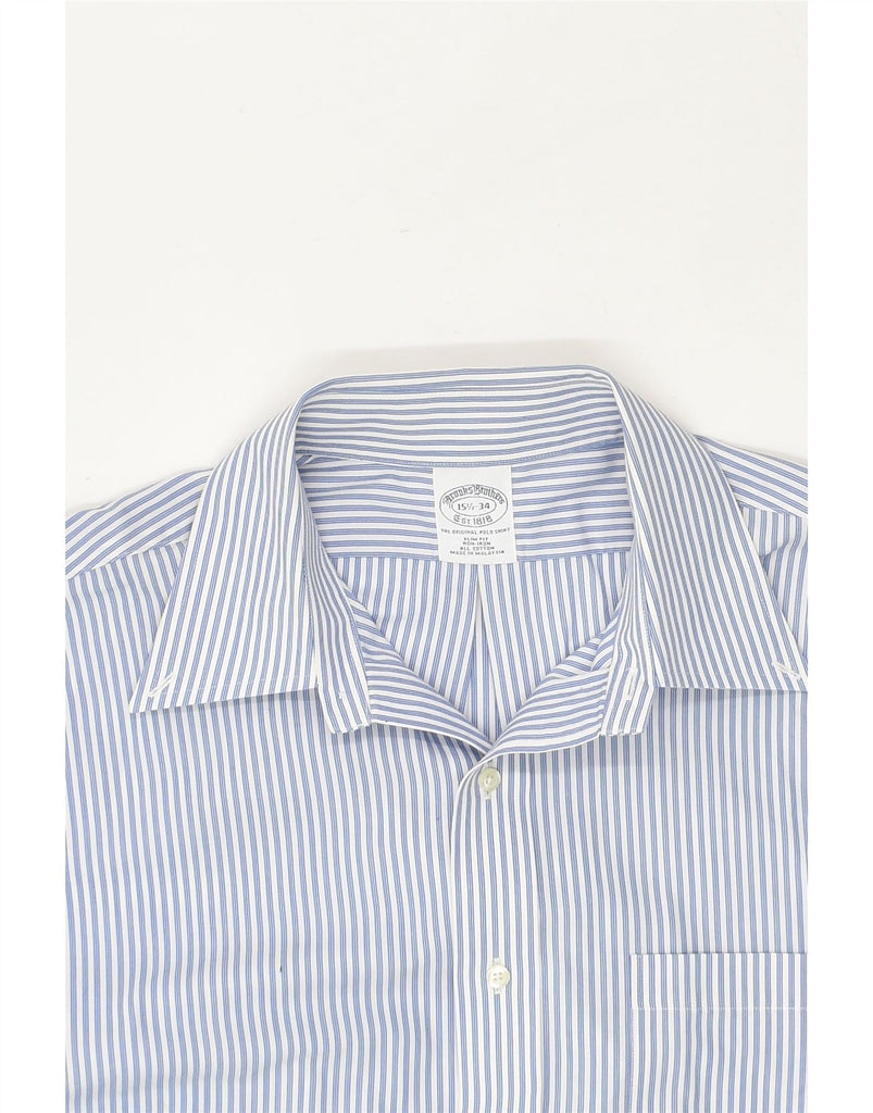 BROOKS BROTHERS Mens Slim Fit Shirt Size 15 1/2 Medium Blue Pinstripe | Vintage Brooks Brothers | Thrift | Second-Hand Brooks Brothers | Used Clothing | Messina Hembry 