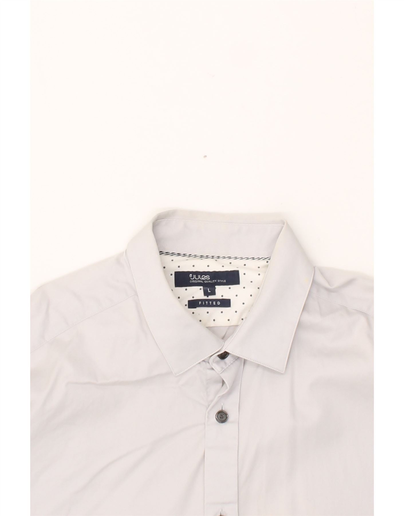 JULES Mens Fitted Shirt Large White Cotton Vintage Jules and Second-Hand Jules from Messina Hembry
