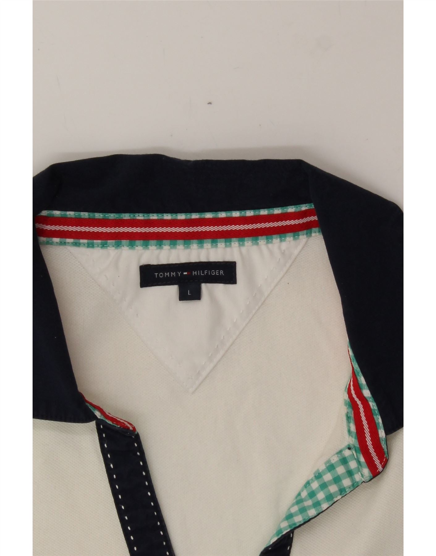 TOMMY HILFIGER Womens Polo Shirt UK 14 Large White Cotton Vintage Tommy Hilfiger and Second-Hand Tommy Hilfiger from Messina Hembry