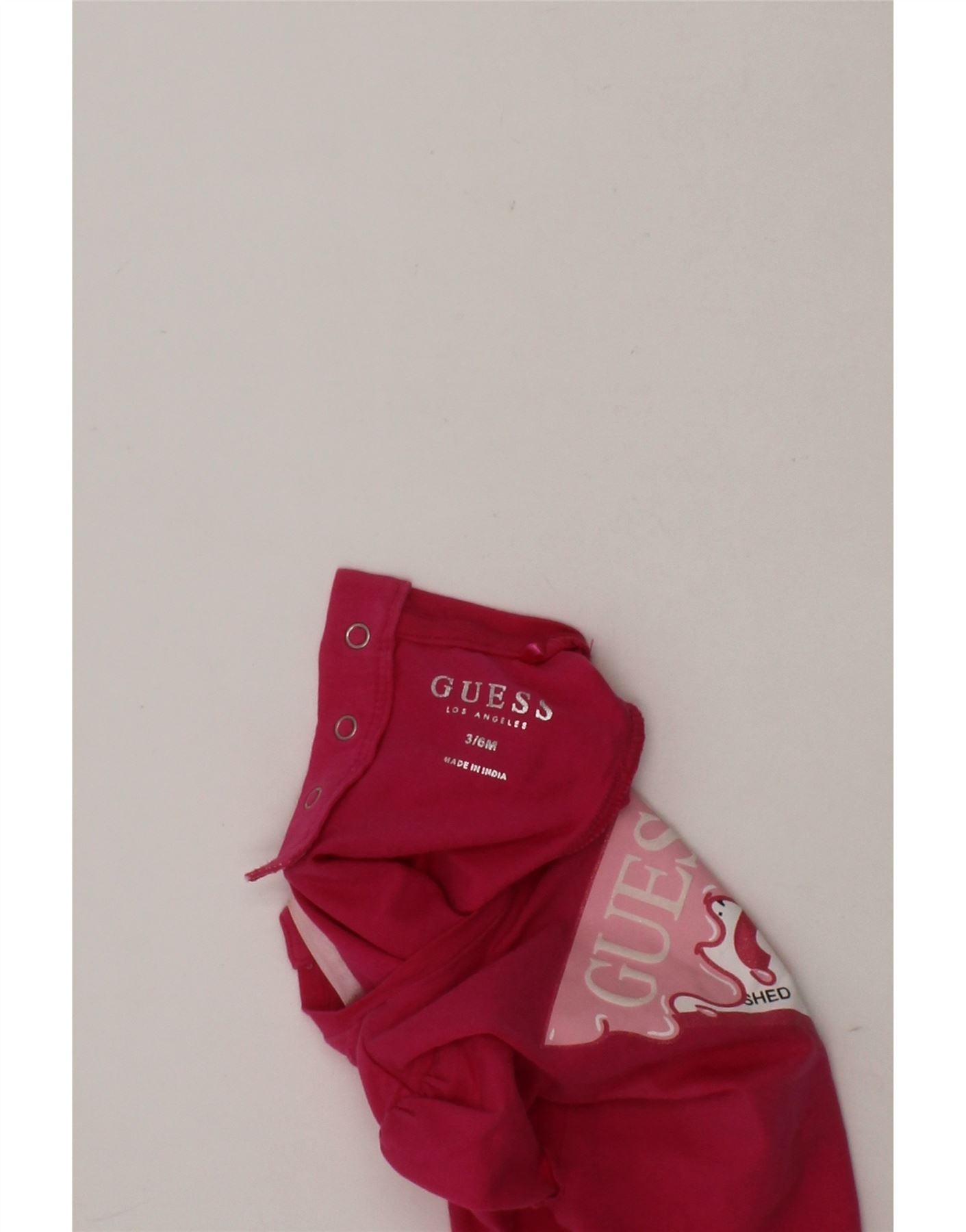 GUESS Baby Girls Graphic T-Shirt Top 3-6 Months Pink Cotton Vintage Guess and Second-Hand Guess from Messina Hembry