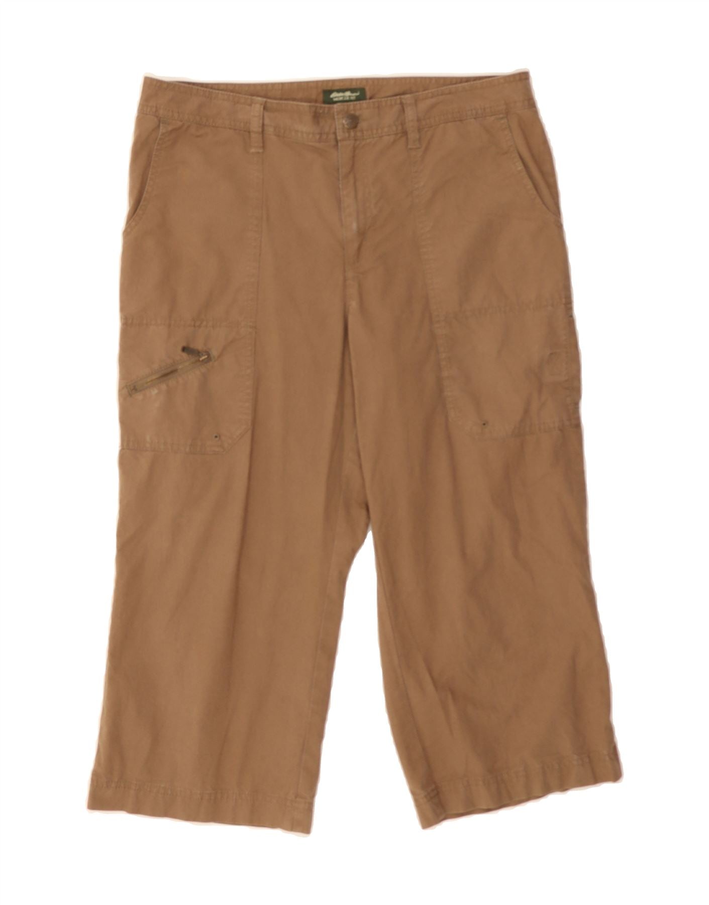 EDDIE BAUER Womens Cargo Capri Trousers US 12 Large W32 L20 Brown Cotton Vintage Eddie Bauer and Second-Hand Eddie Bauer from Messina Hembry