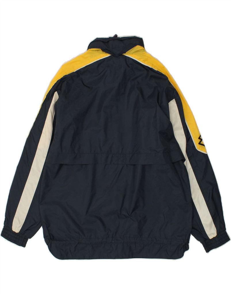 LOTTO Mens Hooded Rain Jacket UK 38 Medium Navy Blue Colourblock Nylon | Vintage Lotto | Thrift | Second-Hand Lotto | Used Clothing | Messina Hembry 