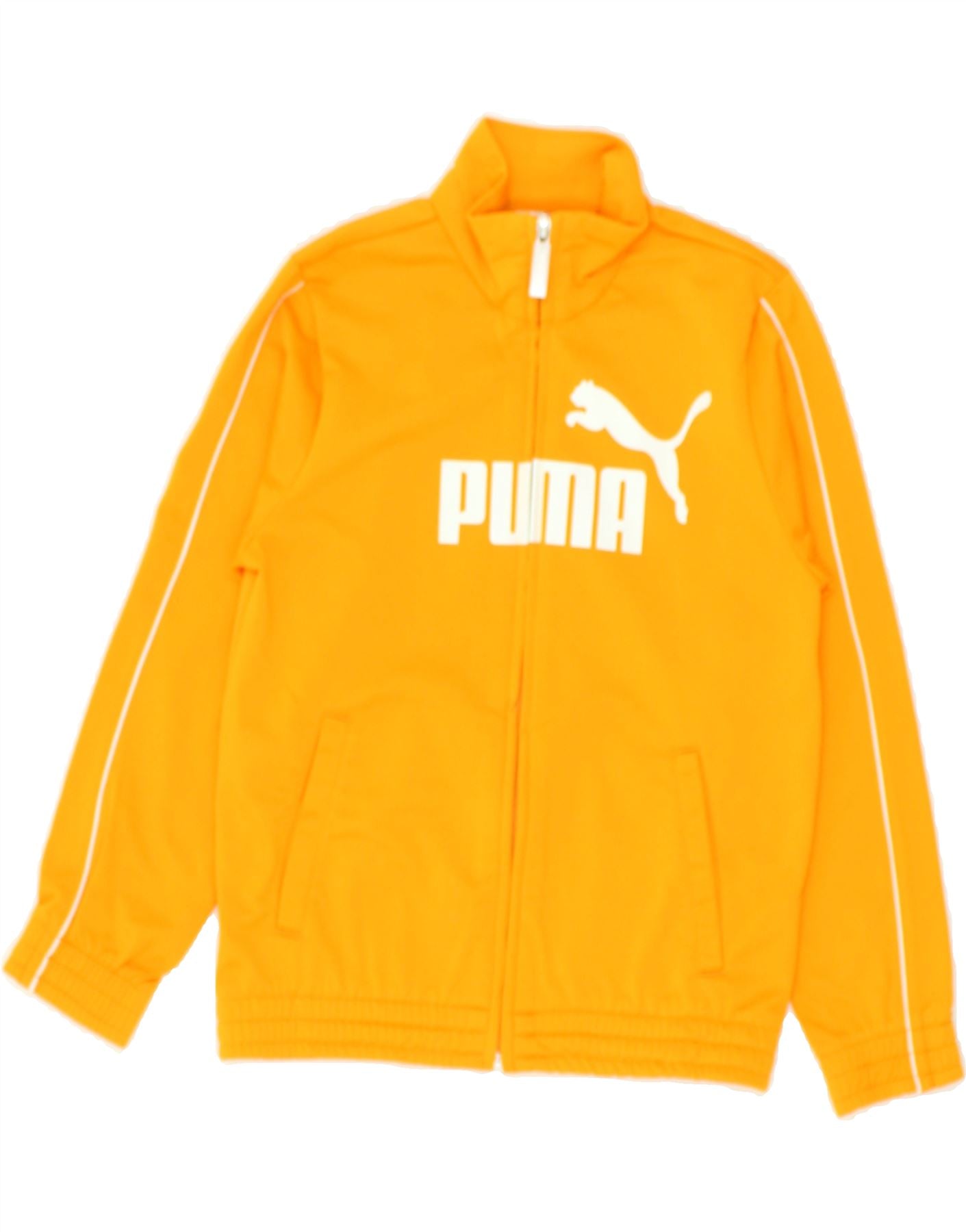 PUMA Girls Graphic Tracksuit Top Jacket 7-8 Years  Yellow Polyester | Vintage Puma | Thrift | Second-Hand Puma | Used Clothing | Messina Hembry