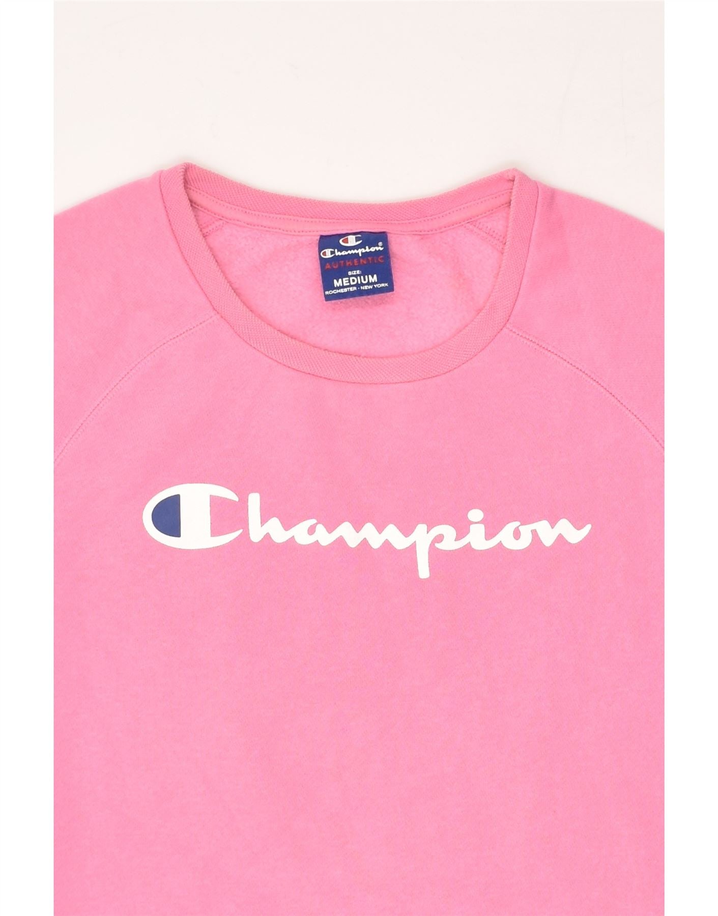 CHAMPION Womens Graphic Sweatshirt Jumper UK 14 Medium Pink Cotton | Vintage Champion | Thrift | Second-Hand Champion | Used Clothing | Messina Hembry