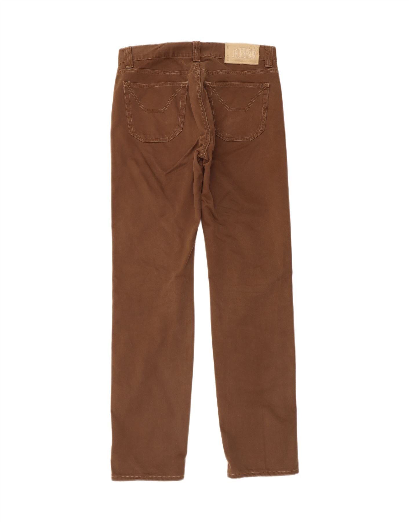 JECKERSON Mens Straight Casual Trousers W36 L35 Brown Polyester Vintage Jeckerson and Second-Hand Jeckerson from Messina Hembry