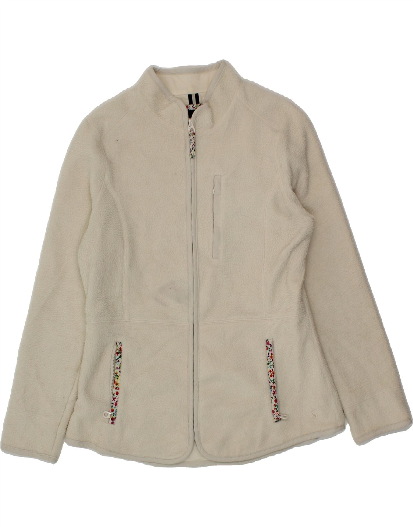 JOULES Womens Fleece Jacket UK 12 Medium  White Polyester Vintage Joules and Second-Hand Joules from Messina Hembry