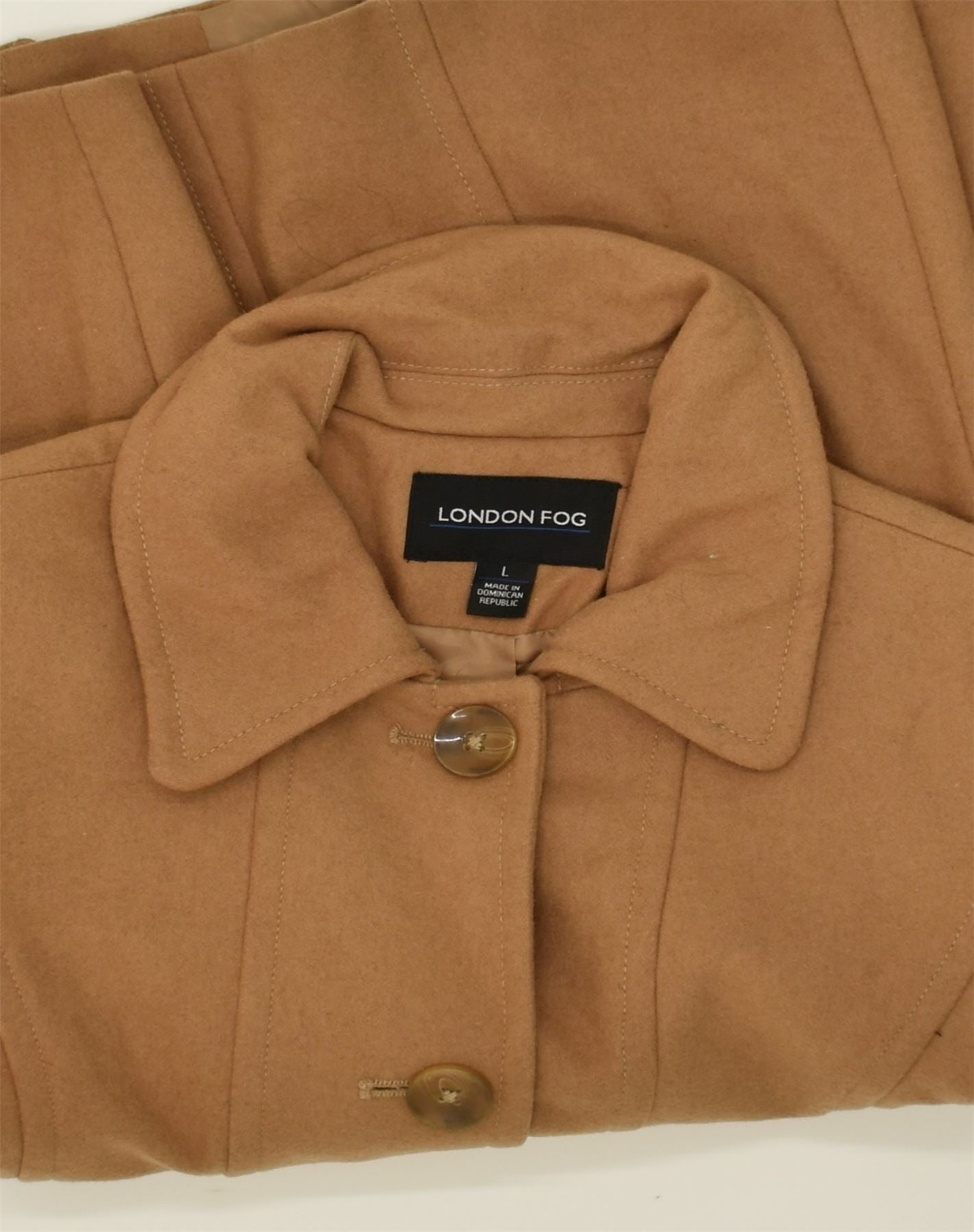 LONDON FOG Womens Overcoat UK 14 Large Beige Wool | Vintage London Fog | Thrift | Second-Hand London Fog | Used Clothing | Messina Hembry