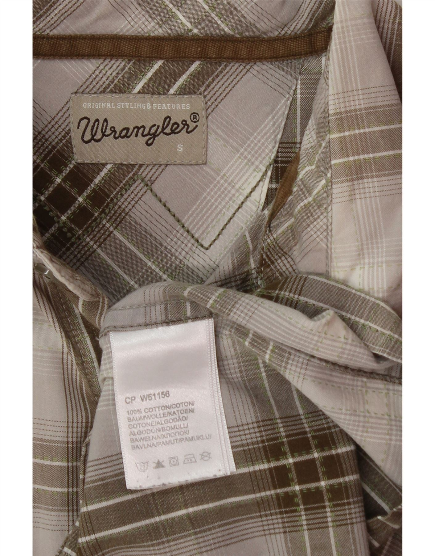 WRANGLER Mens Shirt Small Grey Check Cotton Vintage Wrangler and Second-Hand Wrangler from Messina Hembry