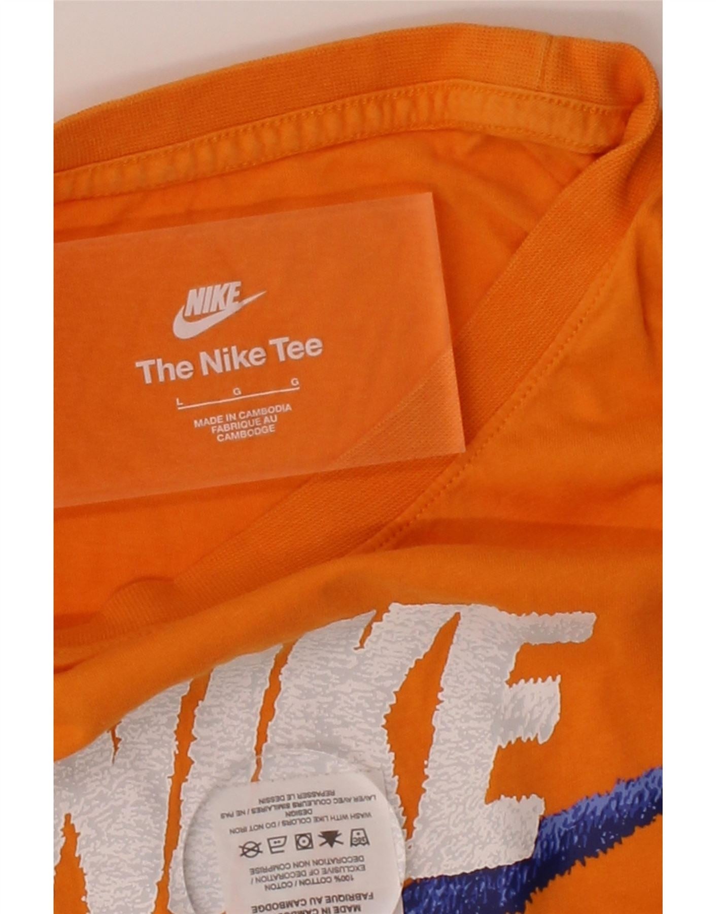 NIKE Mens Graphic T-Shirt Top Large Orange Cotton Vintage Nike and Second-Hand Nike from Messina Hembry