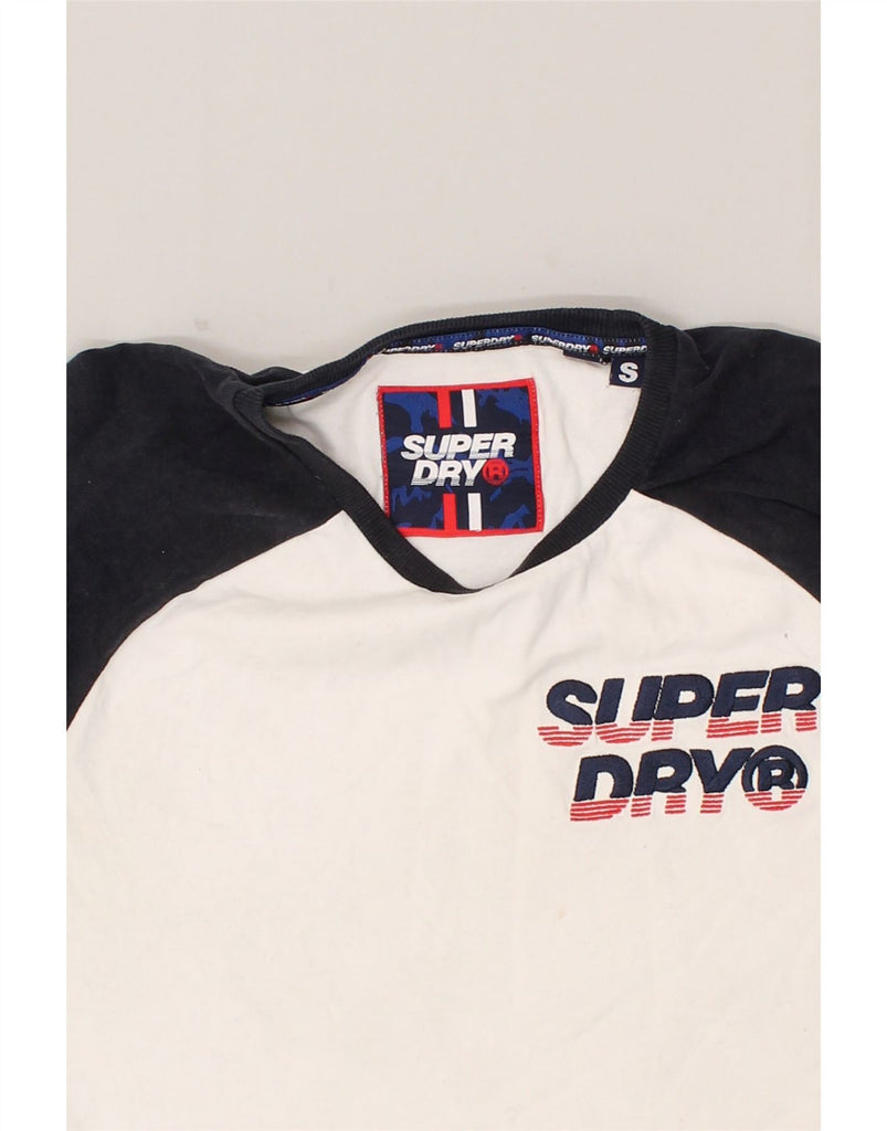 SUPERDRY Mens T-Shirt Top Small White Colourblock Cotton | Vintage Superdry | Thrift | Second-Hand Superdry | Used Clothing | Messina Hembry 