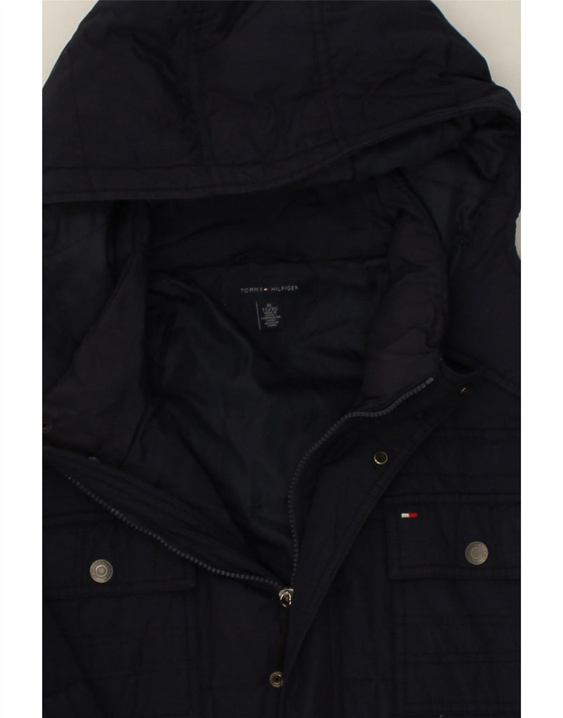 TOMMY HILFIGER Mens Hooded Padded Jacket UK 42 XL Navy Blue Polyester | Vintage Tommy Hilfiger | Thrift | Second-Hand Tommy Hilfiger | Used Clothing | Messina Hembry 