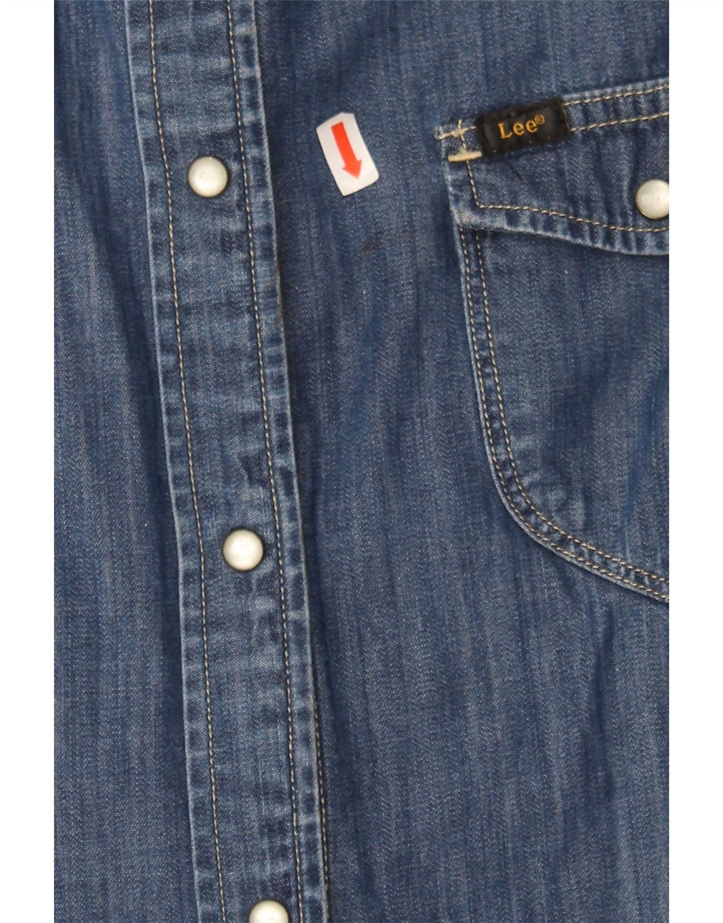 LEE Womens Denim Shirt UK 12 Medium Blue Cotton Vintage Lee and Second-Hand Lee from Messina Hembry