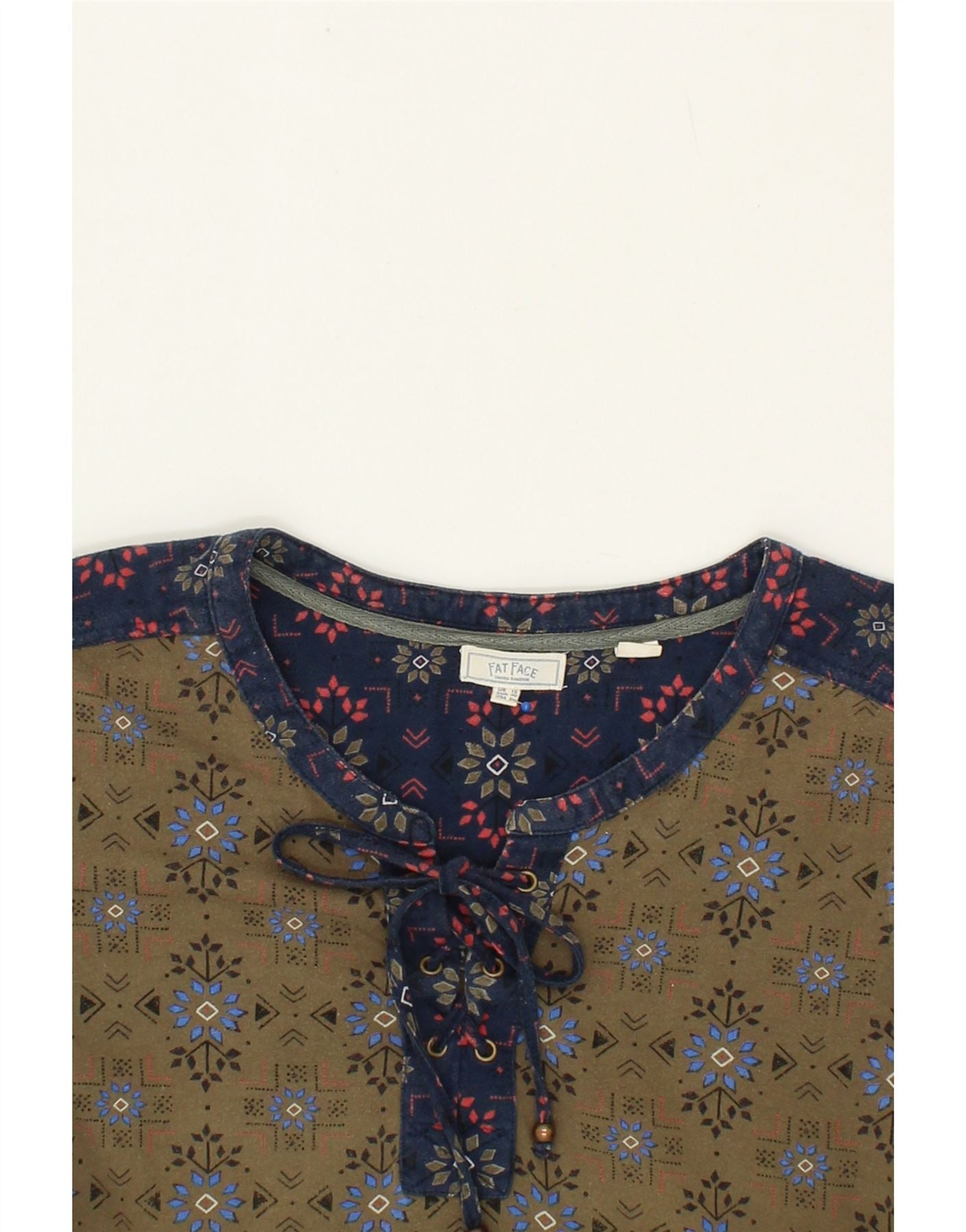 FAT FACE Womens Basic Dress UK 12 Medium  Khaki Floral Cotton Vintage Fat Face and Second-Hand Fat Face from Messina Hembry