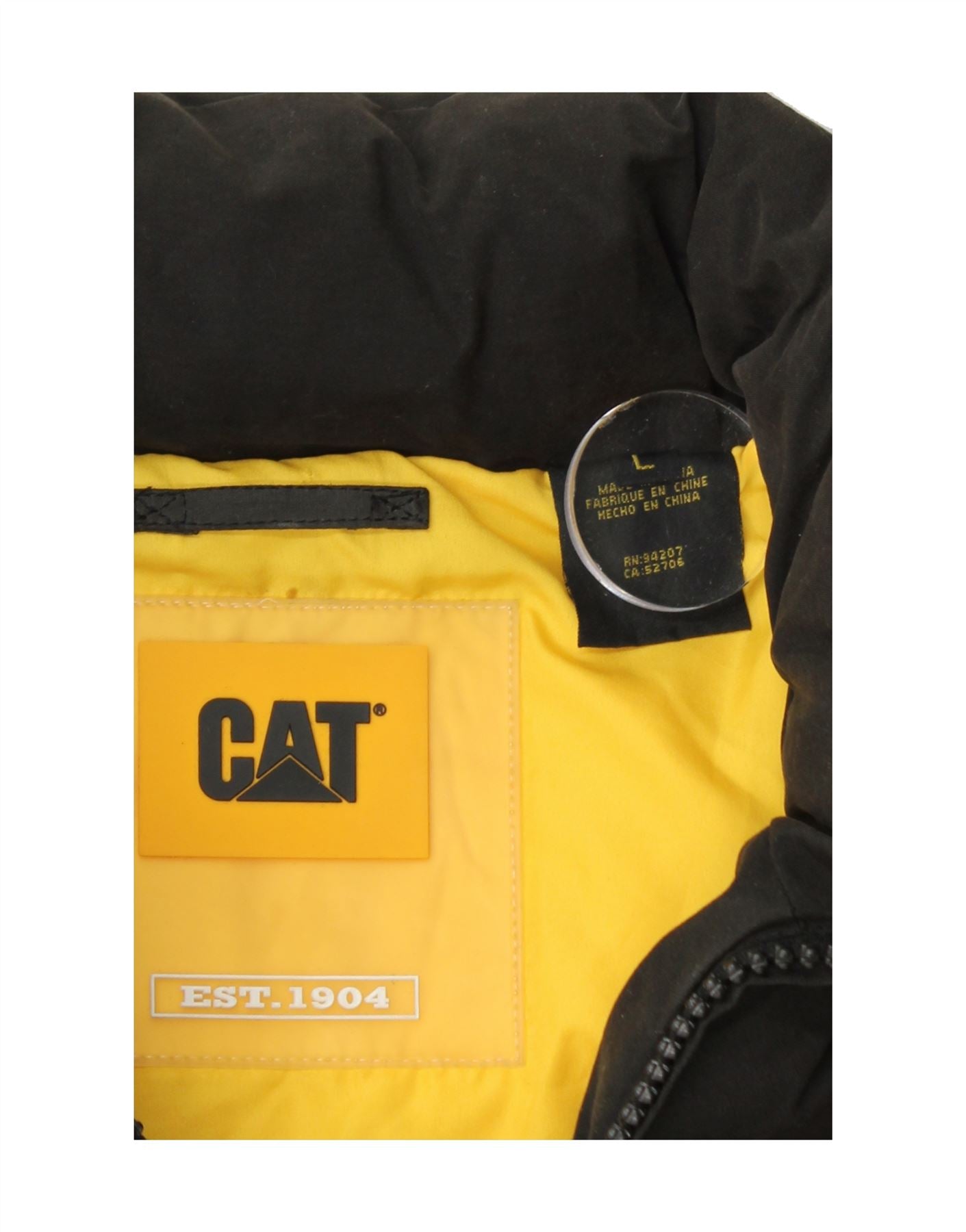 CAT Mens Padded Gilet UK 40 Large Black Cotton Vintage CAT and Second-Hand CAT from Messina Hembry