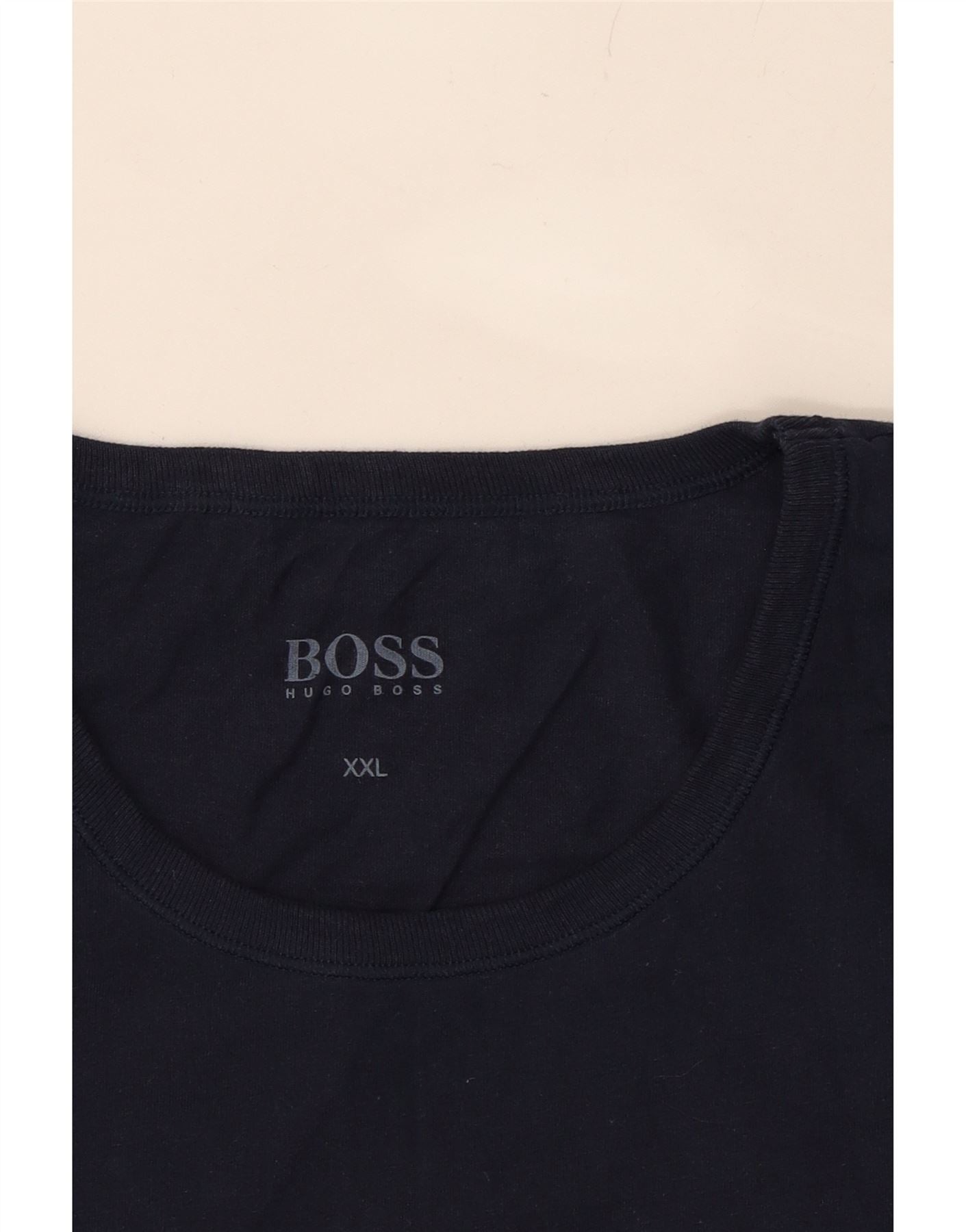 HUGO BOSS Mens T-Shirt Top 2XL Navy Blue Cotton Vintage Hugo Boss and Second-Hand Hugo Boss from Messina Hembry