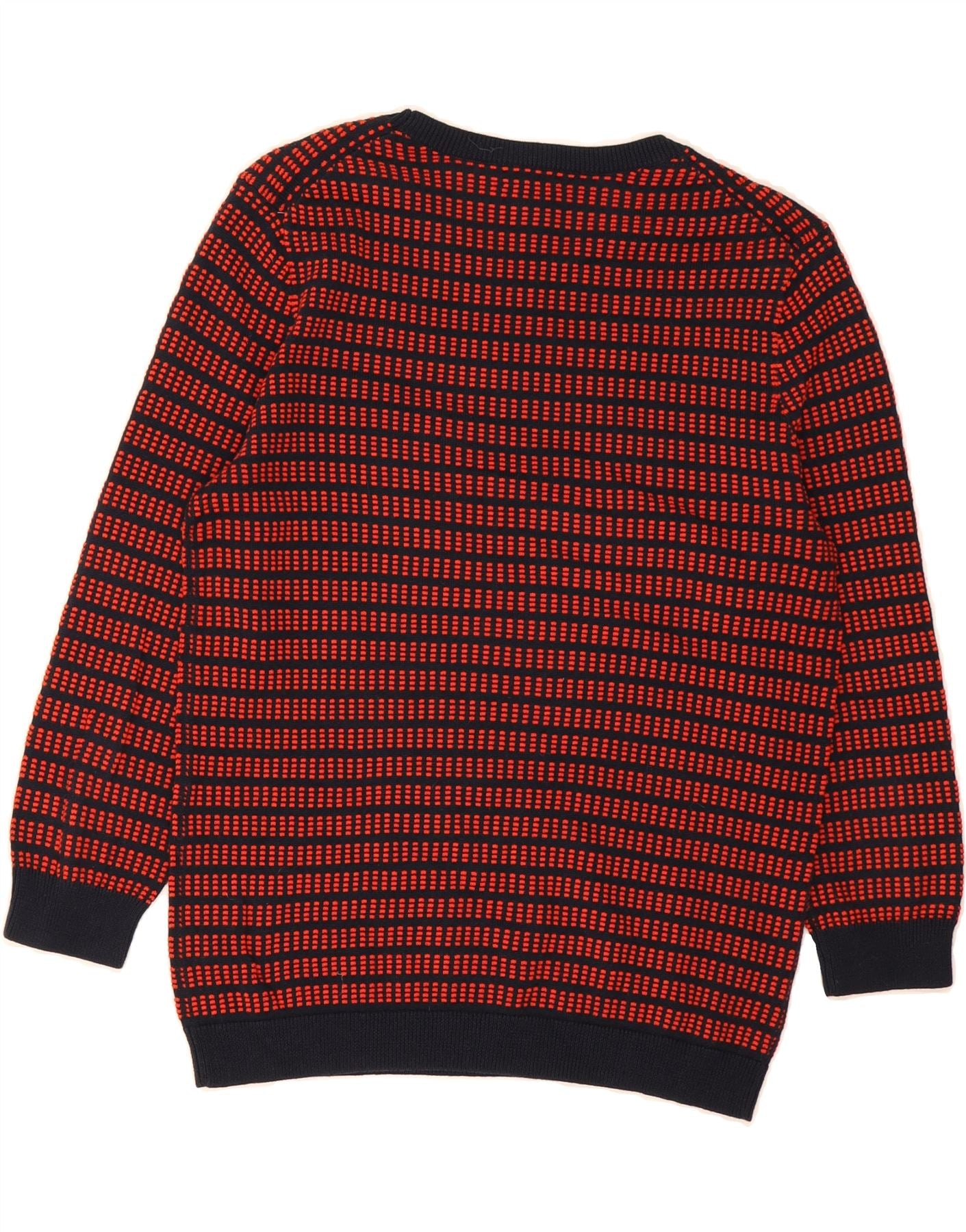 J. CREW Womens Crew Neck Jumper Sweater UK 14 Medium Red Striped Cotton Vintage J. Crew and Second-Hand J. Crew from Messina Hembry