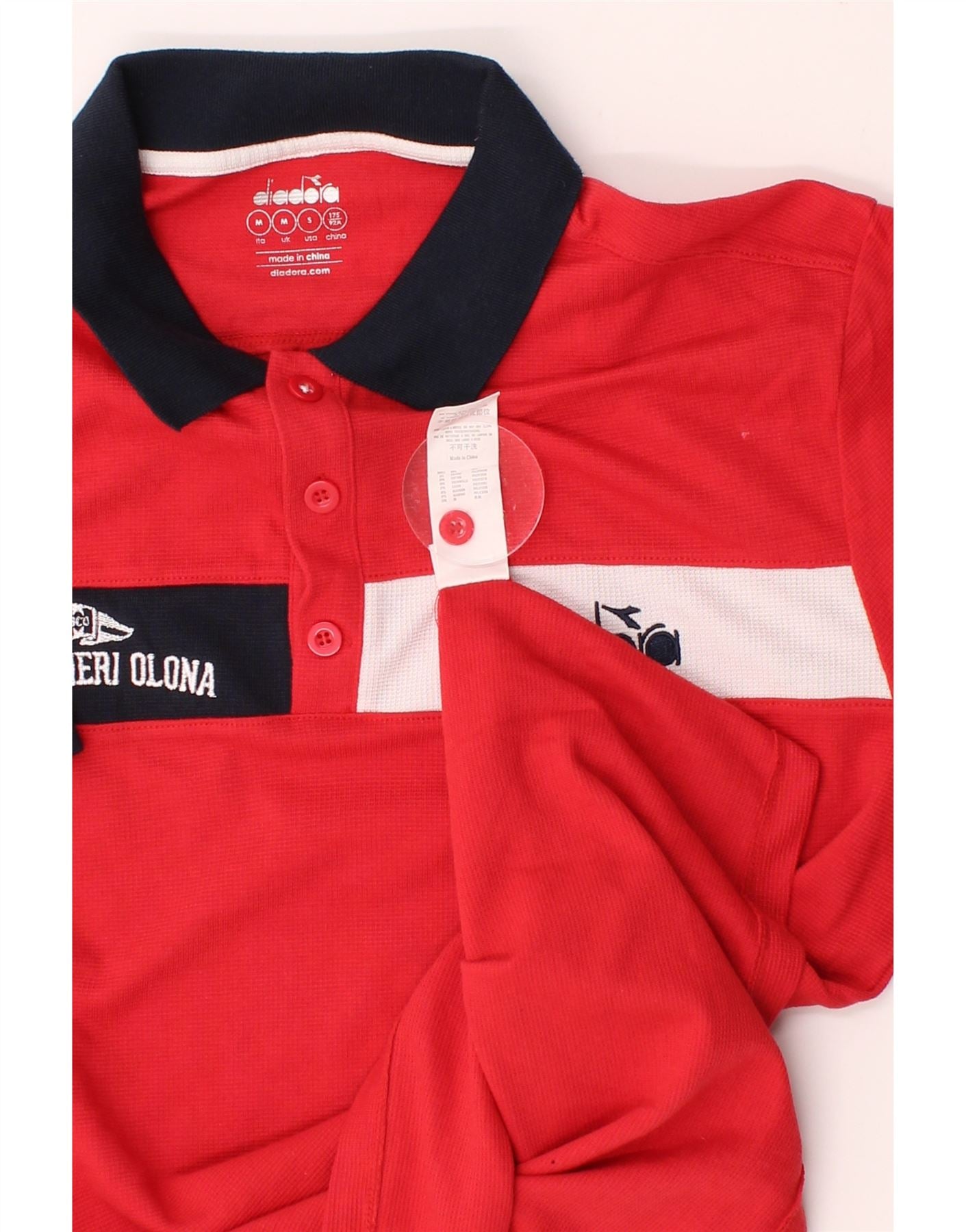 DIADORA Mens Graphic Polo Shirt Medium Red Cotton Vintage Diadora and Second-Hand Diadora from Messina Hembry