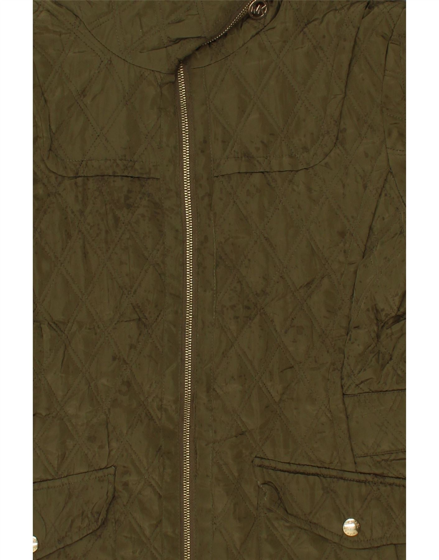 MICHAEL KORS Womens Quilted Jacket UK 14 Large Khaki Polyester Vintage Michael Kors and Second-Hand Michael Kors from Messina Hembry