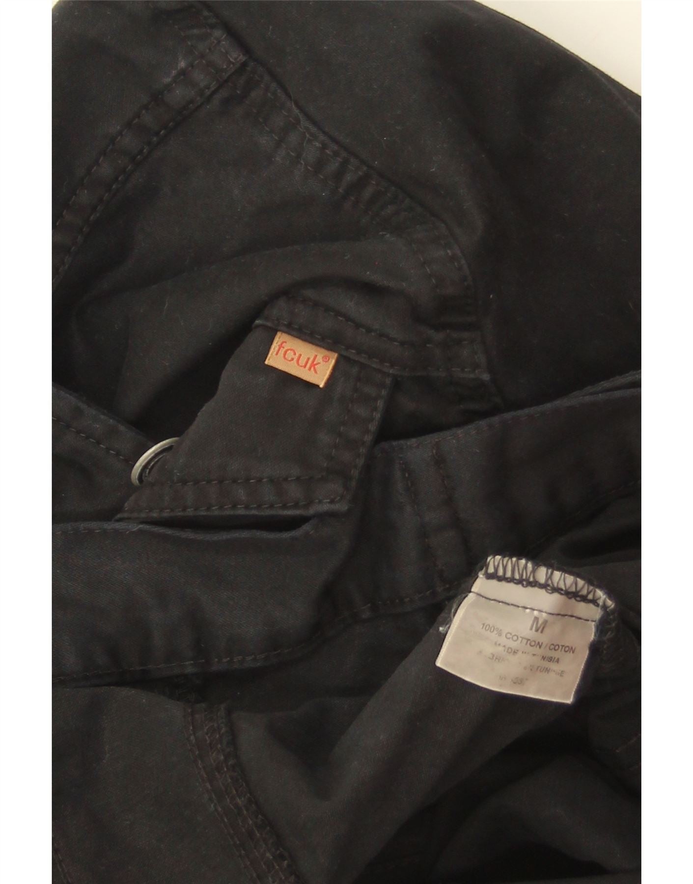 FCUK Womens Crop Denim Jacket UK 12 Medium Black Cotton Vintage Fcuk and Second-Hand Fcuk from Messina Hembry
