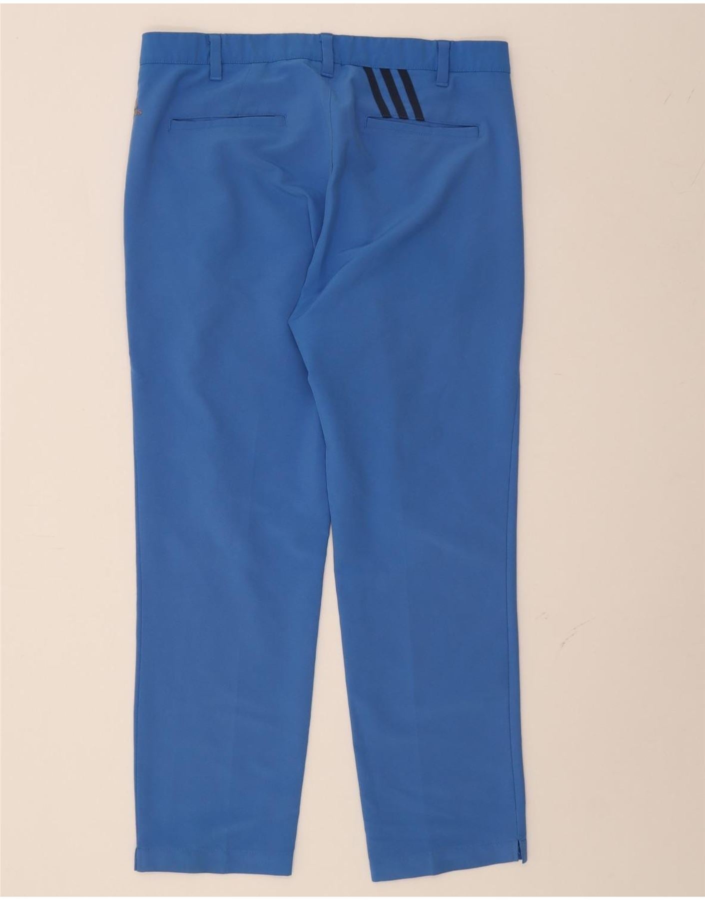 ADIDAS Mens Straight Chino Trousers W34 L30 Blue Polyester Vintage Adidas and Second-Hand Adidas from Messina Hembry