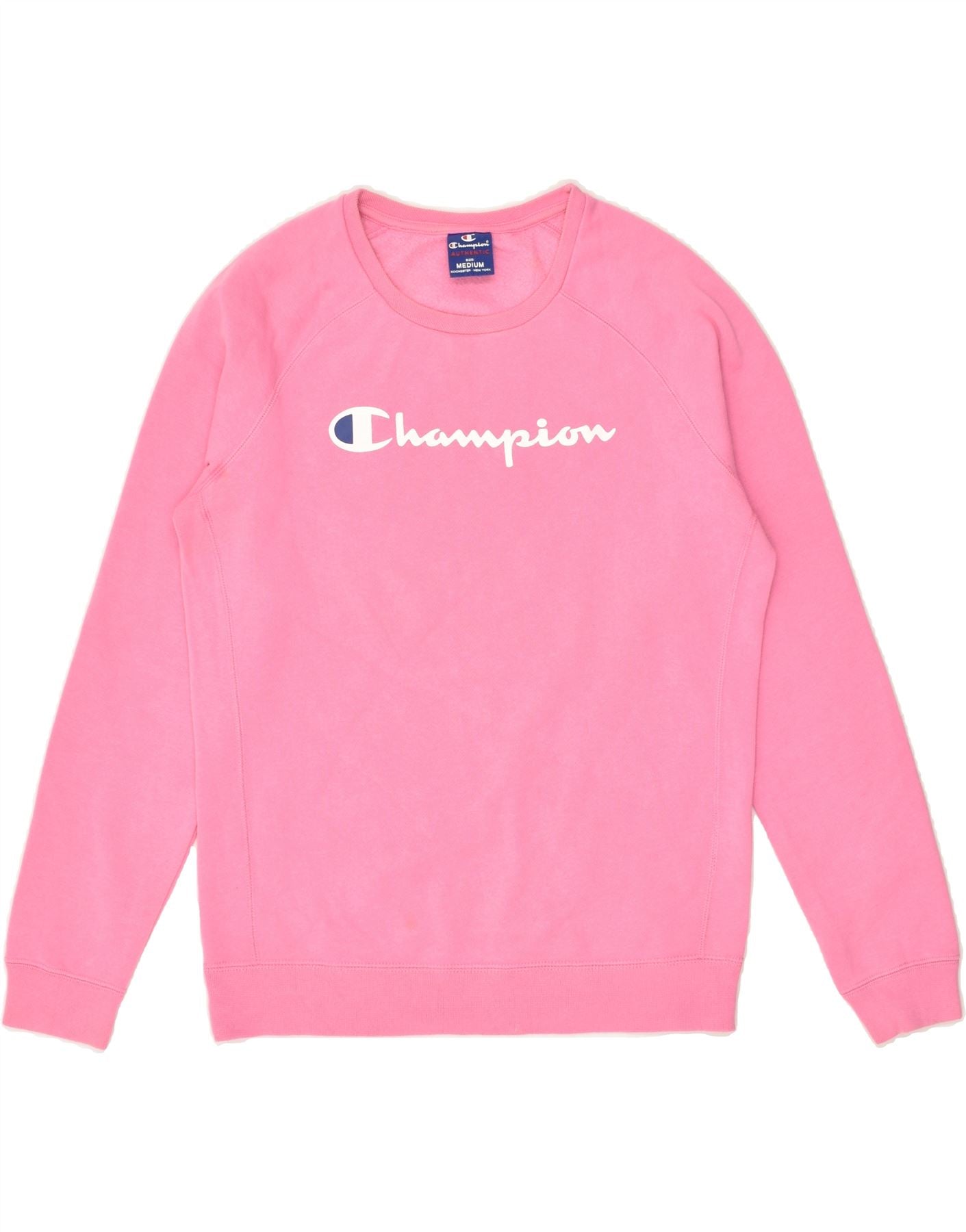 CHAMPION Womens Graphic Sweatshirt Jumper UK 14 Medium Pink Cotton | Vintage Champion | Thrift | Second-Hand Champion | Used Clothing | Messina Hembry