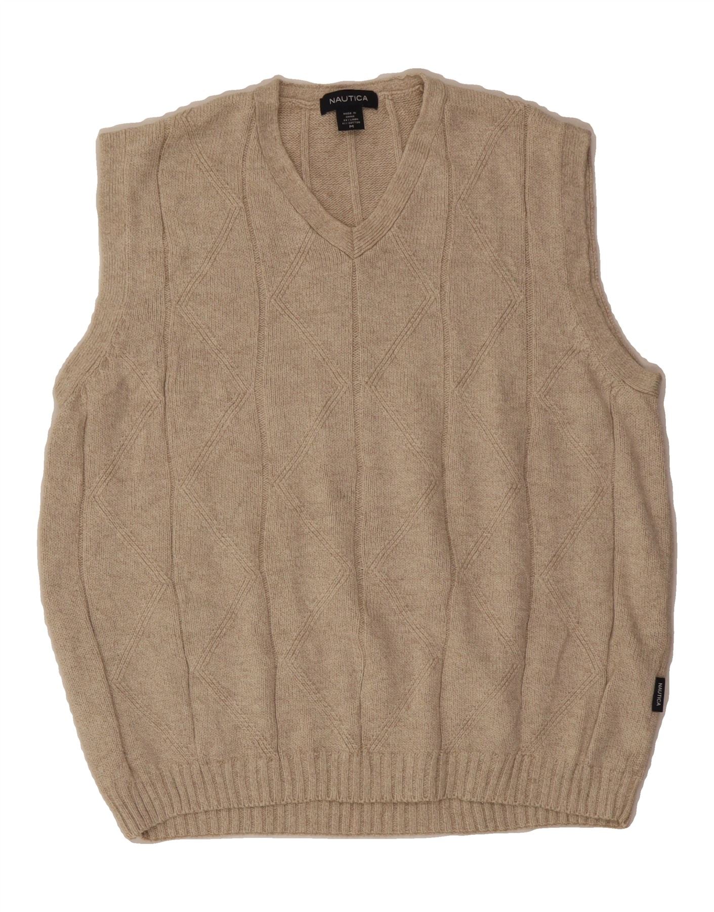 NAUTICA Mens Vest Tank Top Medium Beige Linen Vintage Nautica and Second-Hand Nautica from Messina Hembry