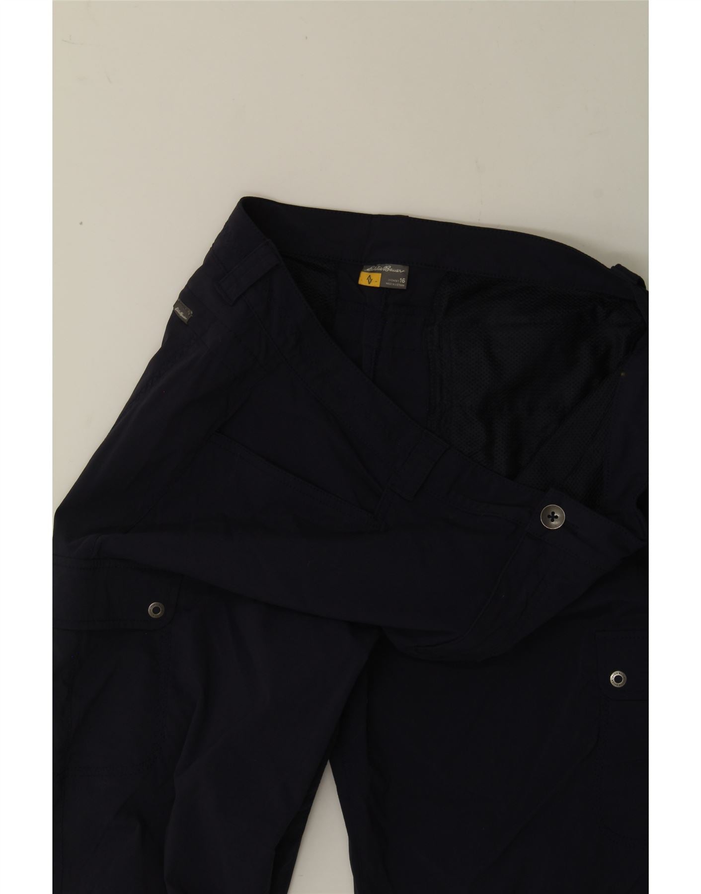 EDDIE BAUER Womens Hiking Capri Trousers US 16 2XL W38 L20 Navy Blue Nylon Vintage Eddie Bauer and Second-Hand Eddie Bauer from Messina Hembry