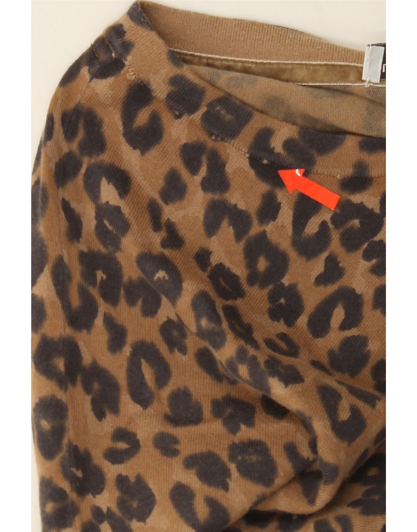 LAURA ASHLEY Womens Boat Neck Jumper Sweater UK 8 Small Brown Animal Print Vintage Laura Ashley and Second-Hand Laura Ashley from Messina Hembry