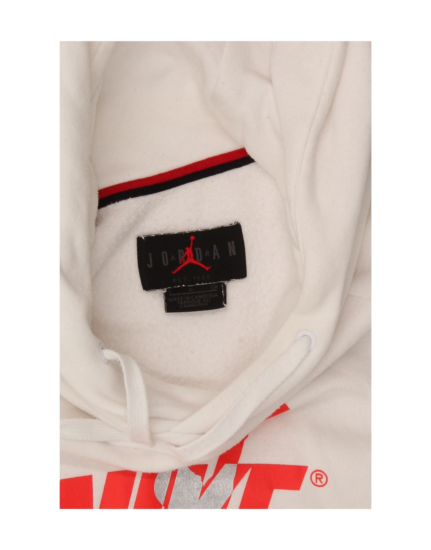 JORDAN Mens Graphic Hoodie Jumper Small White Vintage Jordan and Second-Hand Jordan from Messina Hembry