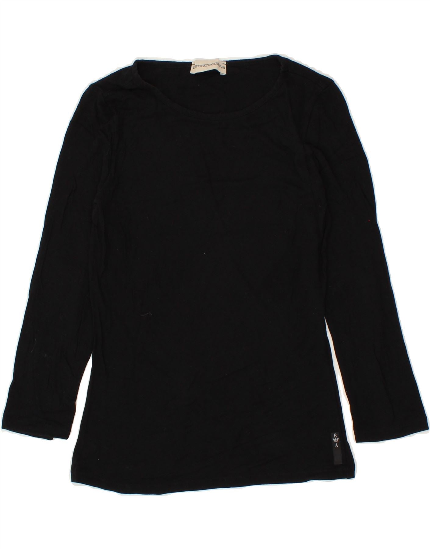 EMPORIO ARMANI Womens Top Long Sleeve UK 6 XS Black Vintage Emporio Armani and Second-Hand Emporio Armani from Messina Hembry