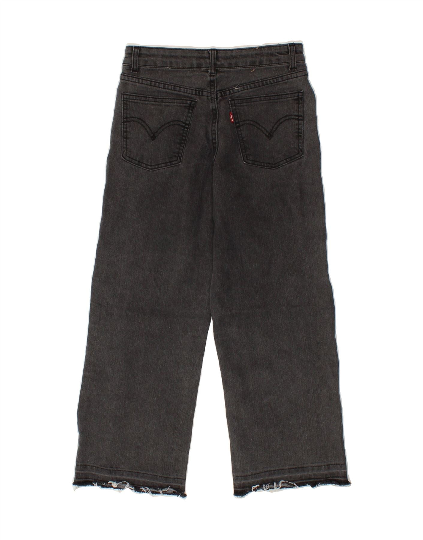 LEVI'S Girls Wide Leg Cropped Jeans 11-12 Years W24 L22  Black Cotton Vintage Levi's and Second-Hand Levi's from Messina Hembry