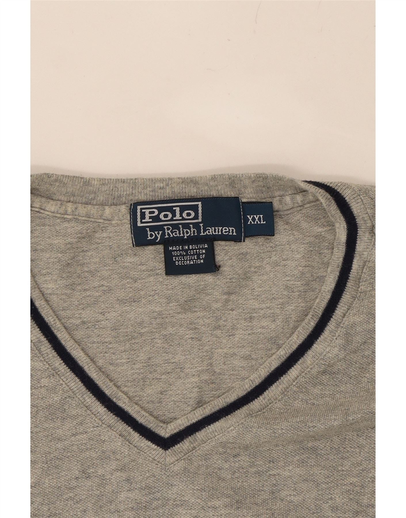 POLO RALPH LAUREN Mens T-Shirt Top 2XL Grey Cotton Vintage Polo Ralph Lauren and Second-Hand Polo Ralph Lauren from Messina Hembry