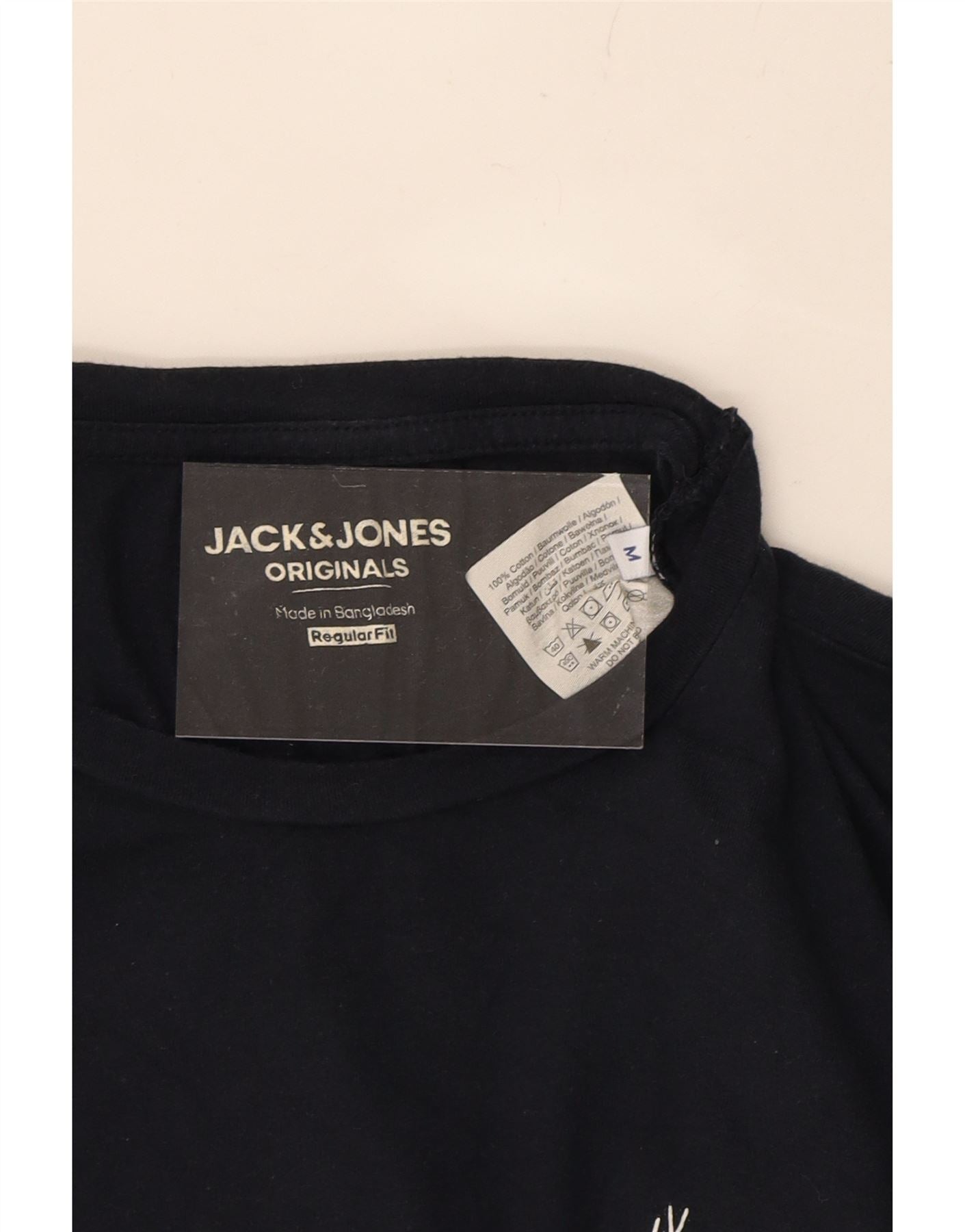 JACK & JONES Mens Regular Fit T-Shirt Top Medium Navy Blue Cotton Vintage Jack & Jones and Second-Hand Jack & Jones from Messina Hembry