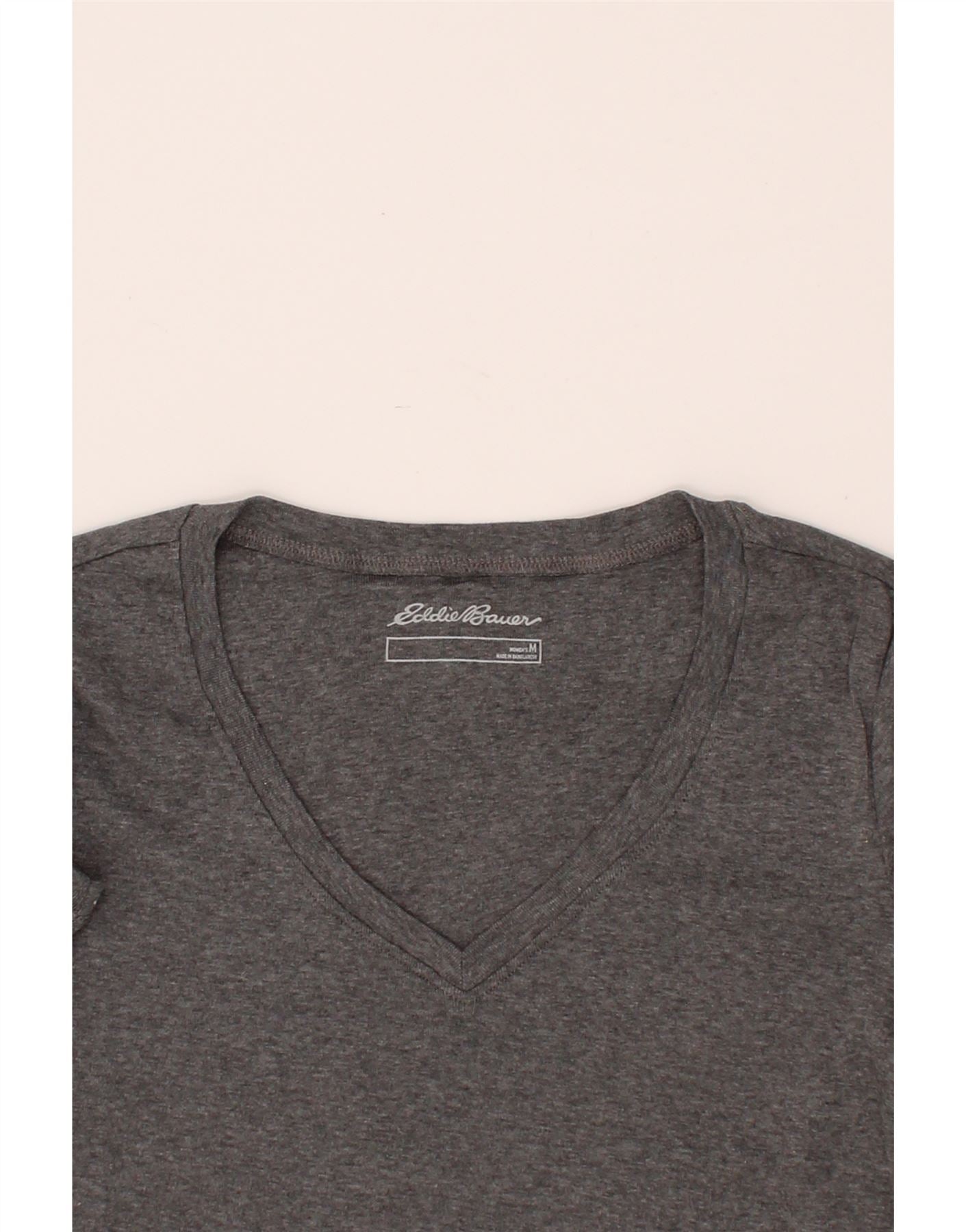 EDDIE BAUER Womens T-Shirt Top UK 12 Medium Grey Flecked Cotton Vintage Eddie Bauer and Second-Hand Eddie Bauer from Messina Hembry