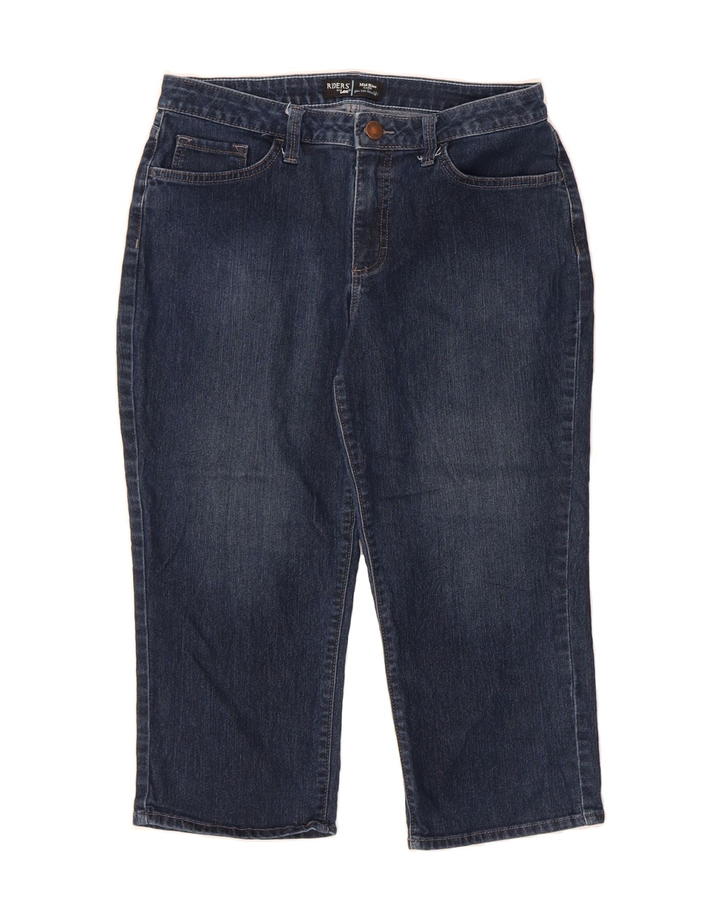 LEE Womens Riders Mid Rise Capri Jeans W30 L20 Navy Blue Vintage Lee and Second-Hand Lee from Messina Hembry