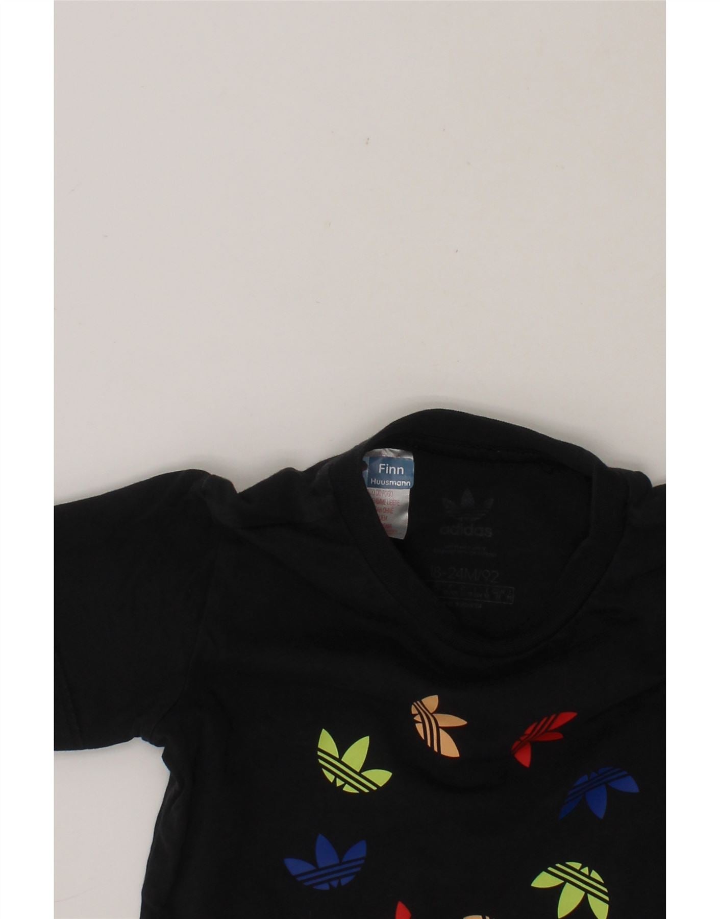 ADIDAS Baby Boys Graphic T-Shirt Top 18-24 Months Black Cotton Vintage Adidas and Second-Hand Adidas from Messina Hembry