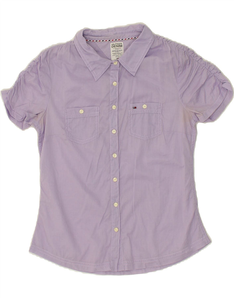 TOMMY HILFIGER Womens Short Sleeve Shirt UK 10 Small Purple | Vintage Tommy Hilfiger | Thrift | Second-Hand Tommy Hilfiger | Used Clothing | Messina Hembry 