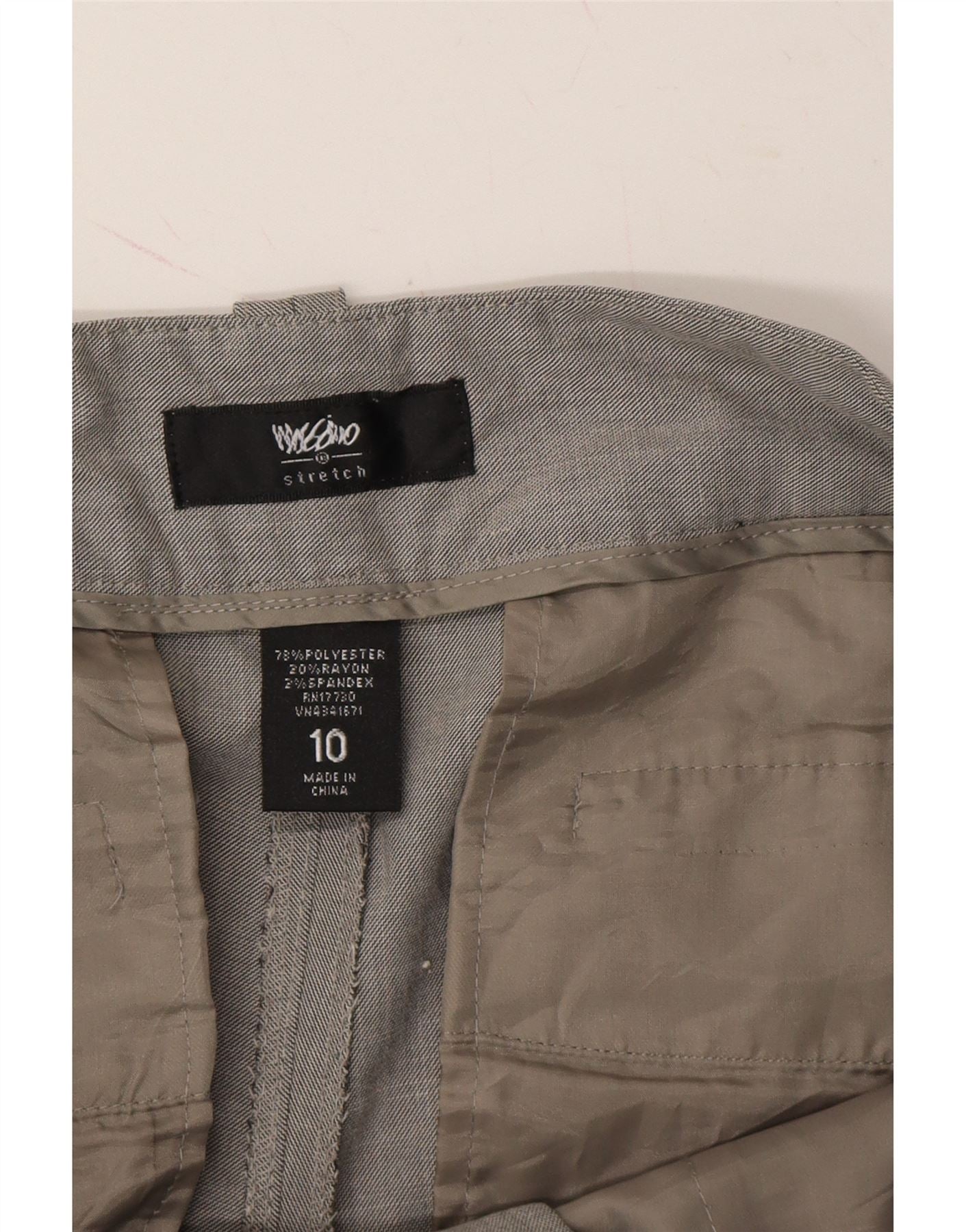 MOSSIMO Womens Stretch Straight Capri Trousers US 10 Large W34 L20 Grey Vintage Mossimo and Second-Hand Mossimo from Messina Hembry