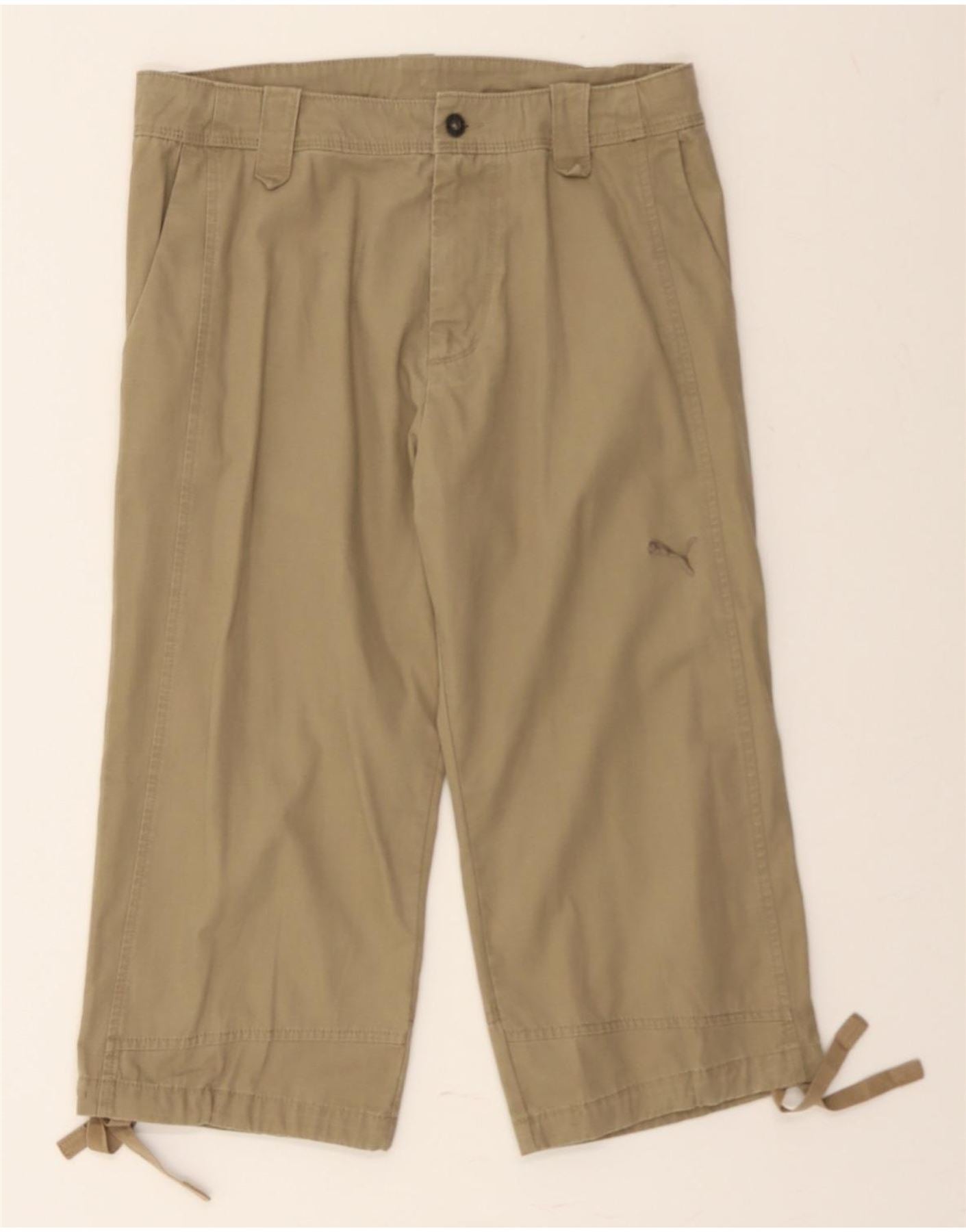 PUMA Womens Straight Capri Trousers Small W30 L20 Beige Cotton Vintage Puma and Second-Hand Puma from Messina Hembry