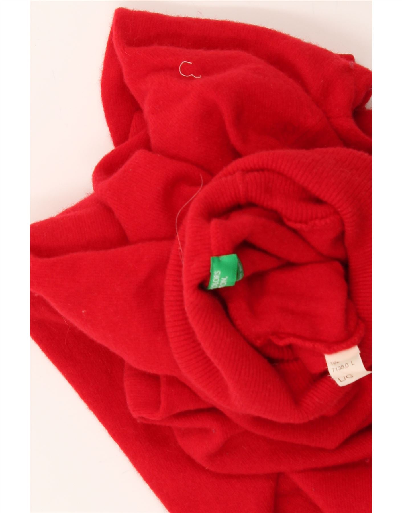 BENETTON Womens Roll Neck Jumper Sweater UK 14 Large  Red Wool Vintage Benetton and Second-Hand Benetton from Messina Hembry