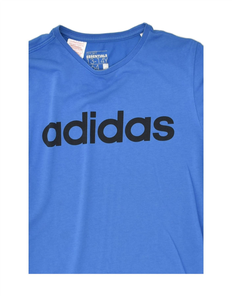 ADIDAS Boys Graphic T-Shirt Top 13-14 Years Blue Cotton | Vintage Adidas | Thrift | Second-Hand Adidas | Used Clothing | Messina Hembry 