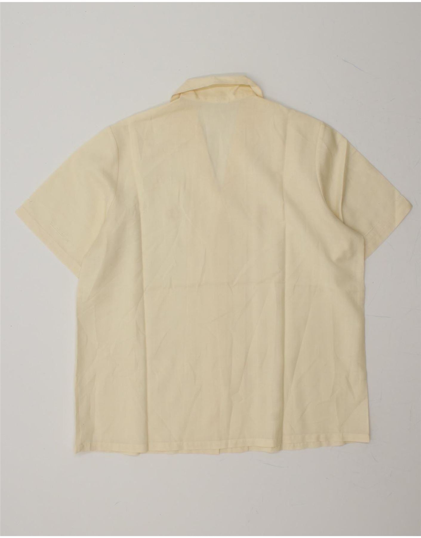 VINTAGE Womens Short Sleeve Shirt Blouse IT 50 XL Off White Polyester Vintage Vintage and Second-Hand Vintage from Messina Hembry