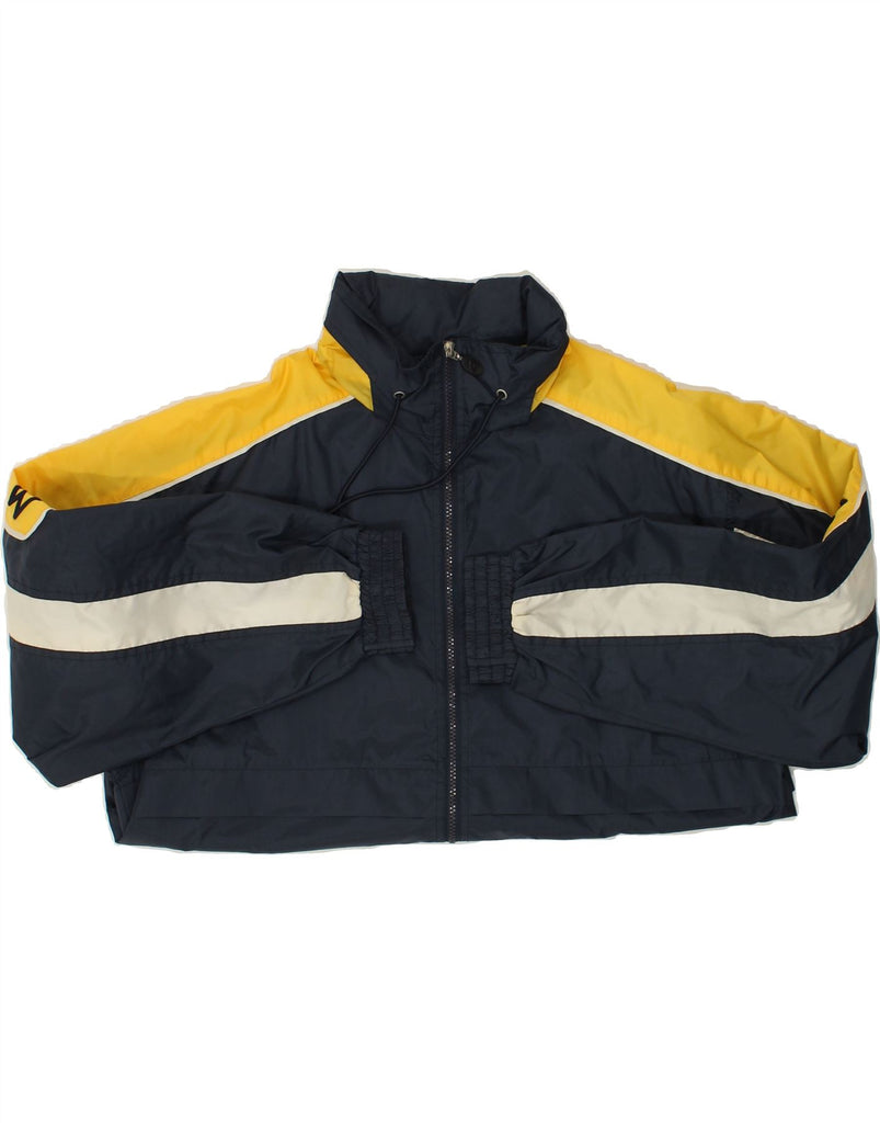 LOTTO Mens Hooded Rain Jacket UK 38 Medium Navy Blue Colourblock Nylon | Vintage Lotto | Thrift | Second-Hand Lotto | Used Clothing | Messina Hembry 