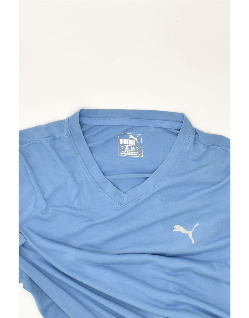 PUMA Mens T-Shirt Top Medium Blue Cotton | Vintage Puma | Thrift | Second-Hand Puma | Used Clothing | Messina Hembry 