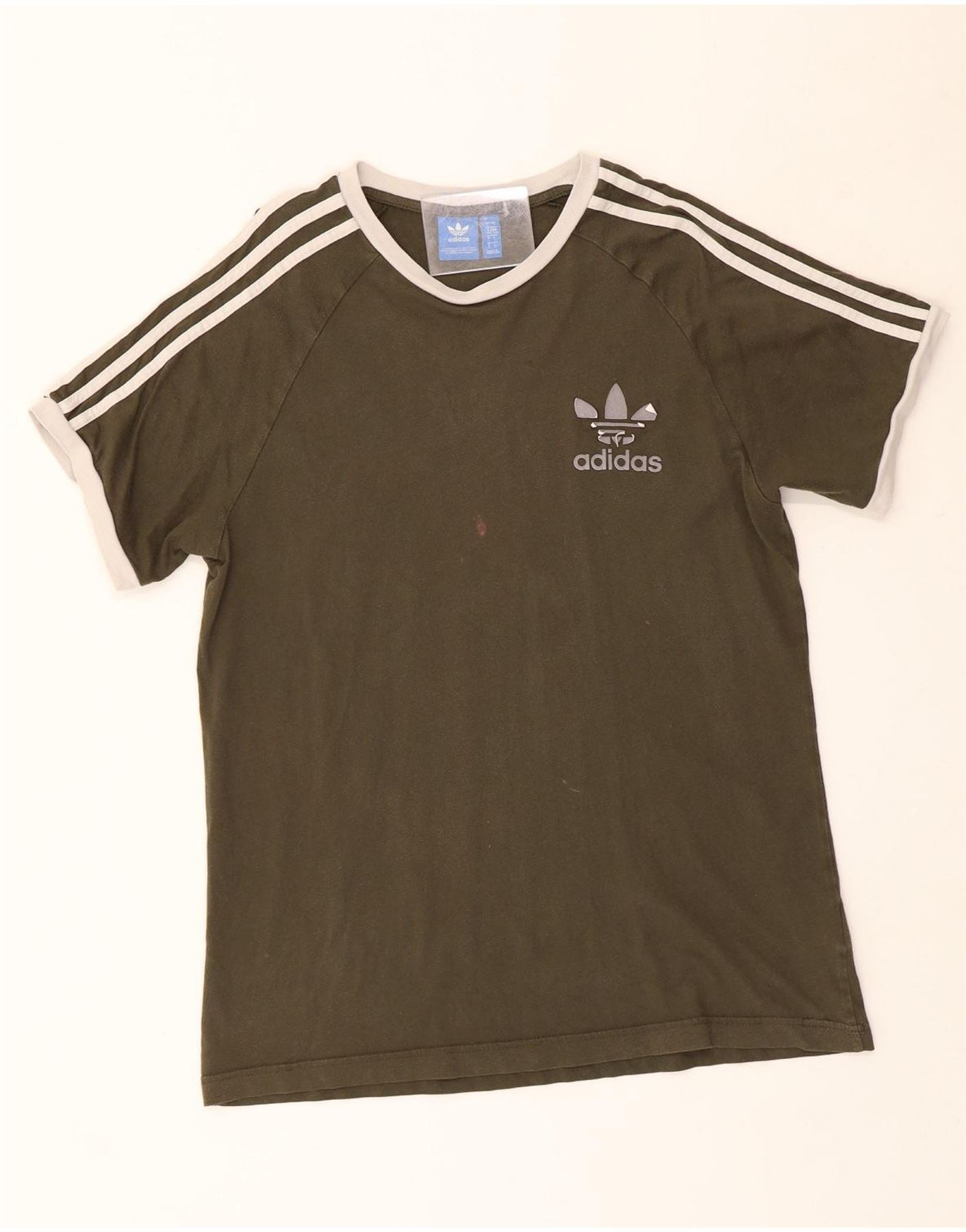 ADIDAS Mens T-Shirt Top Large Khaki Cotton Vintage Adidas and Second-Hand Adidas from Messina Hembry