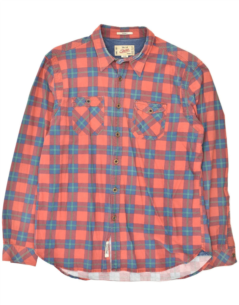 MARLBORO CLASSICS Mens Custom Fit Shirt 2XL Orange Check Cotton | Vintage Marlboro Classics | Thrift | Second-Hand Marlboro Classics | Used Clothing | Messina Hembry 