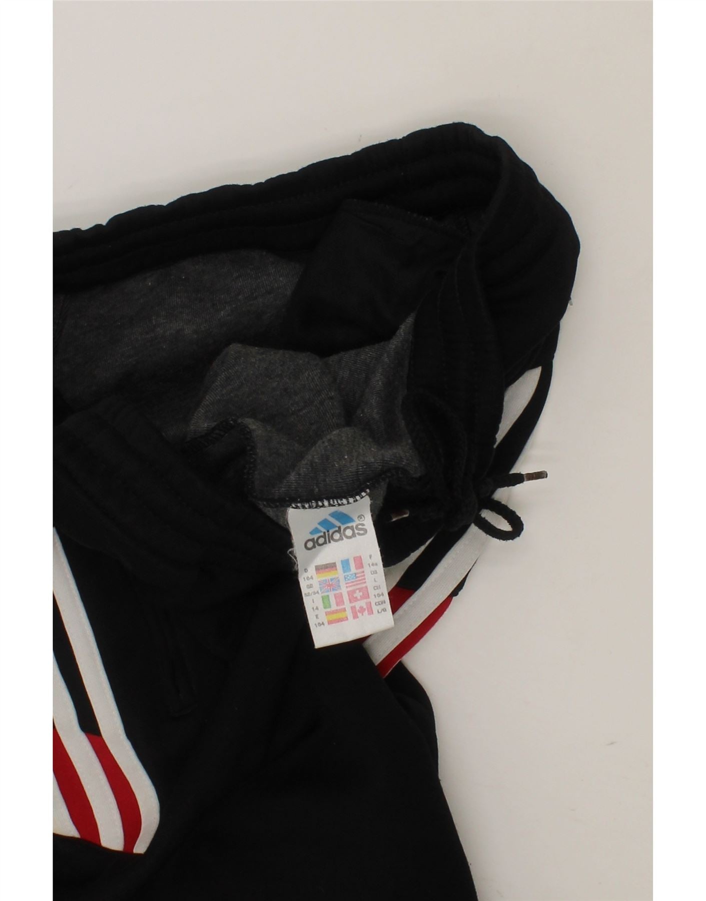 ADIDAS Boys Graphic Tracksuit Trousers 13-14 Years Black Colourblock Vintage Adidas and Second-Hand Adidas from Messina Hembry